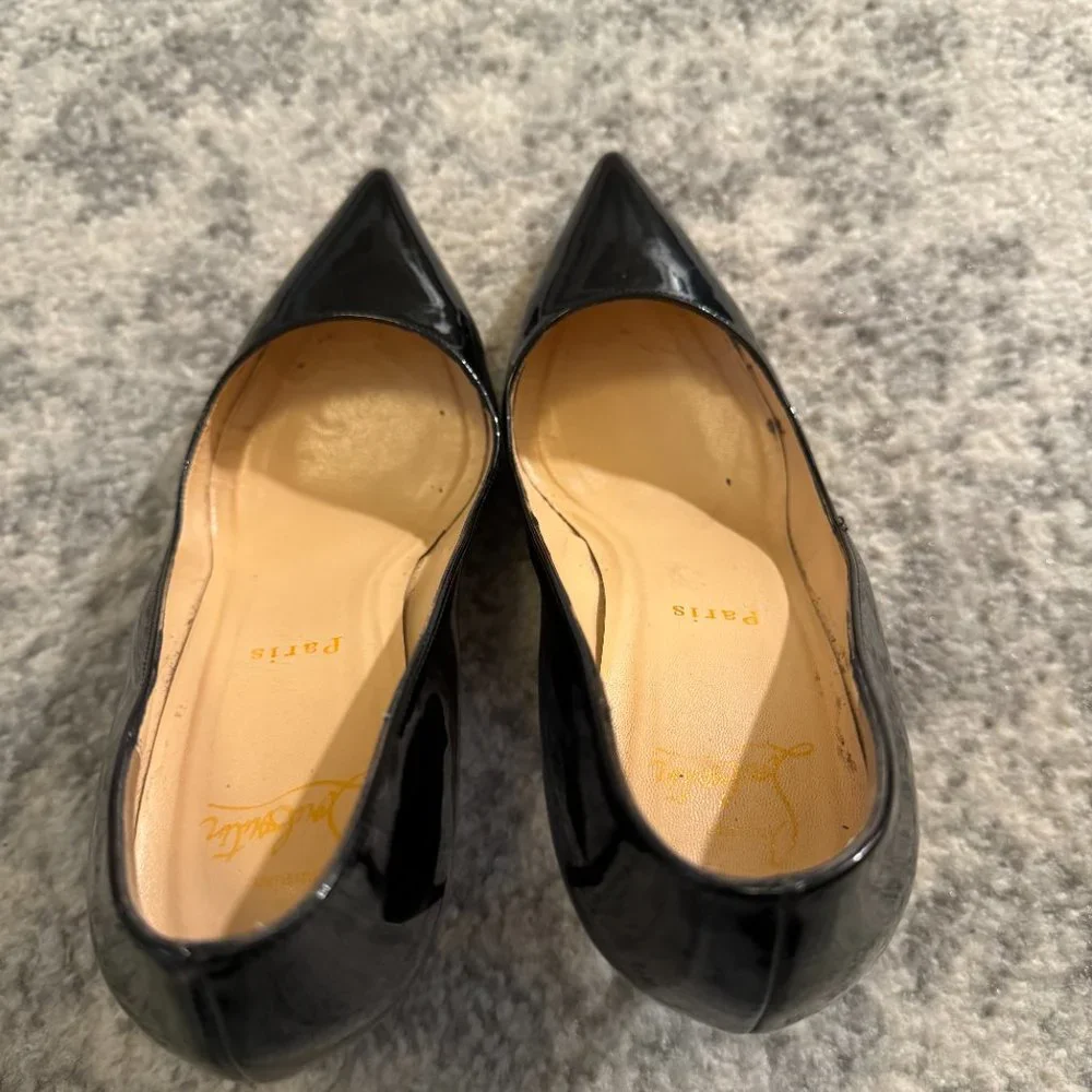 Christian Louboutin Black Patent Pointed Toe Pumps - Picture 4 of 8